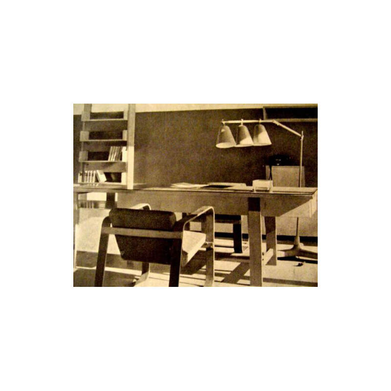 Mesa de café e poltrona Vintage, mesa e poltrona de Giuseppe Pagano para Gino Maggioni, 1940