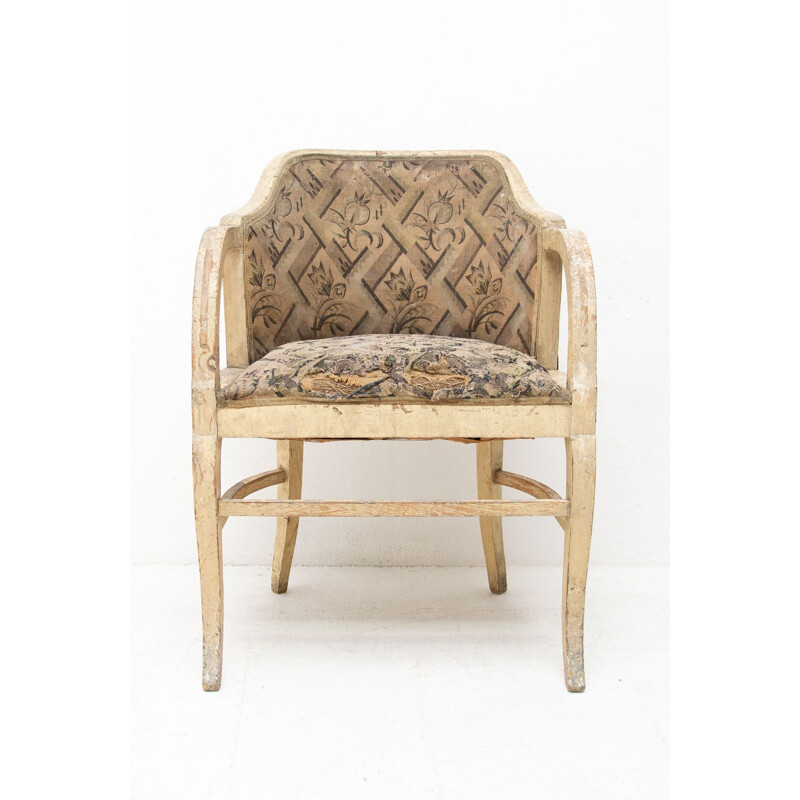 Vintage Art Nouveau oak office armchair, Europe 1910s