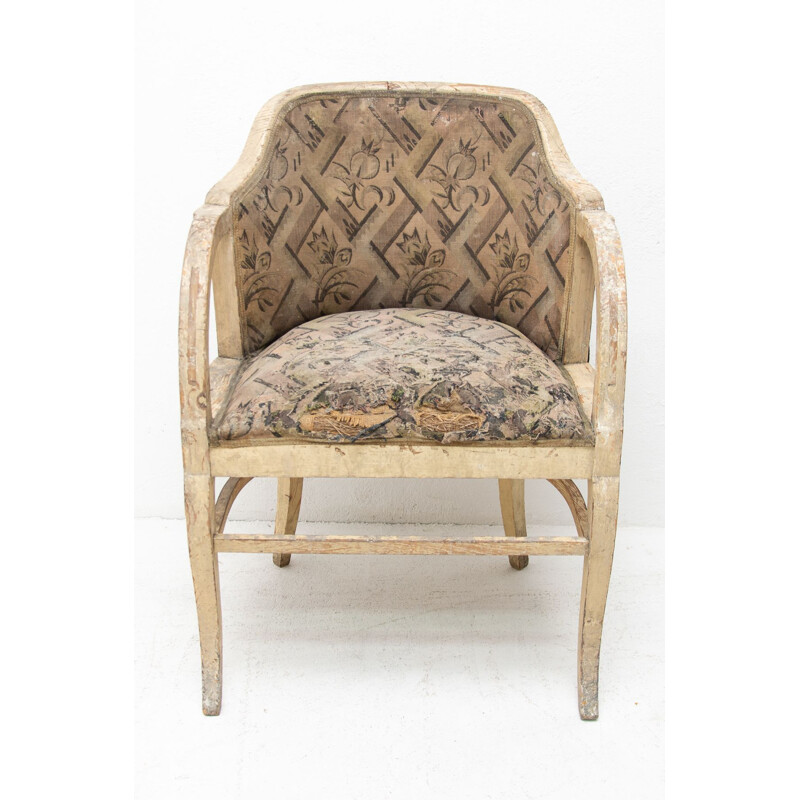 Vintage Art Nouveau oak office armchair, Europe 1910s