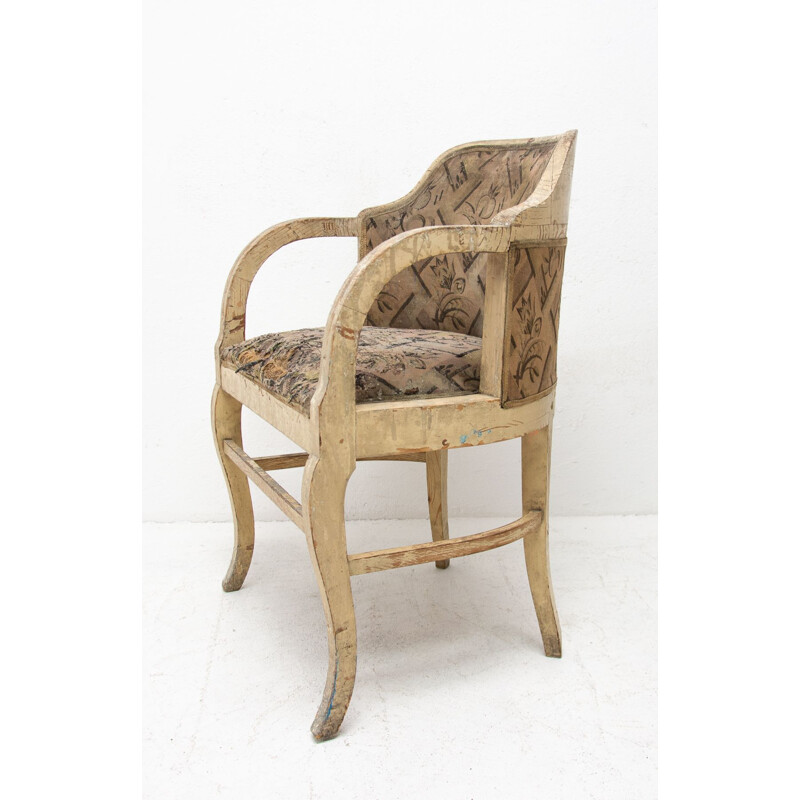 Vintage Art Nouveau oak office armchair, Europe 1910s