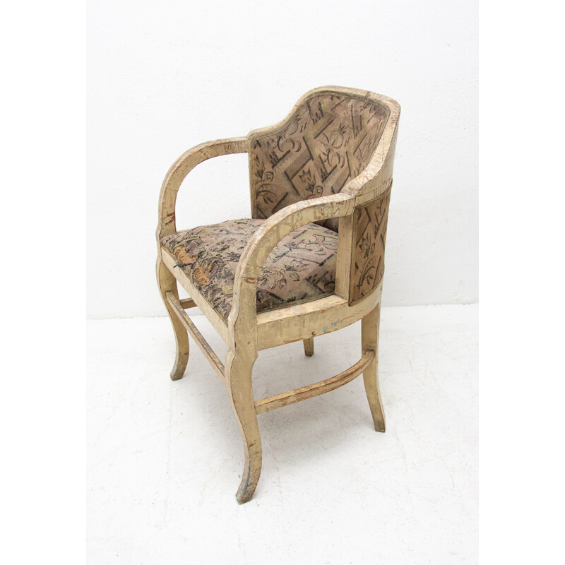 Vintage Art Nouveau oak office armchair, Europe 1910s