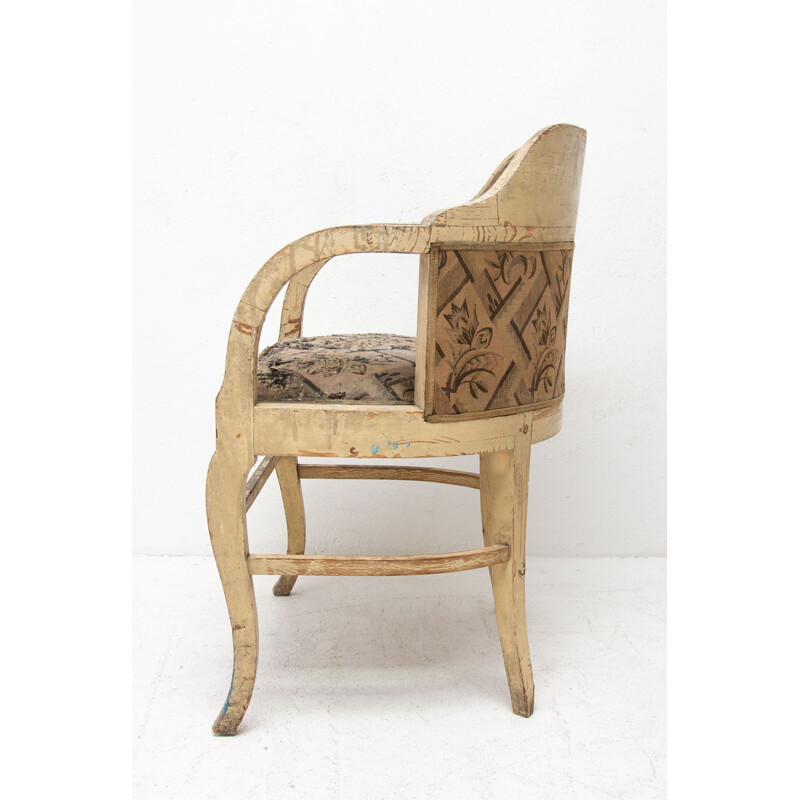 Vintage Art Nouveau oak office armchair, Europe 1910s