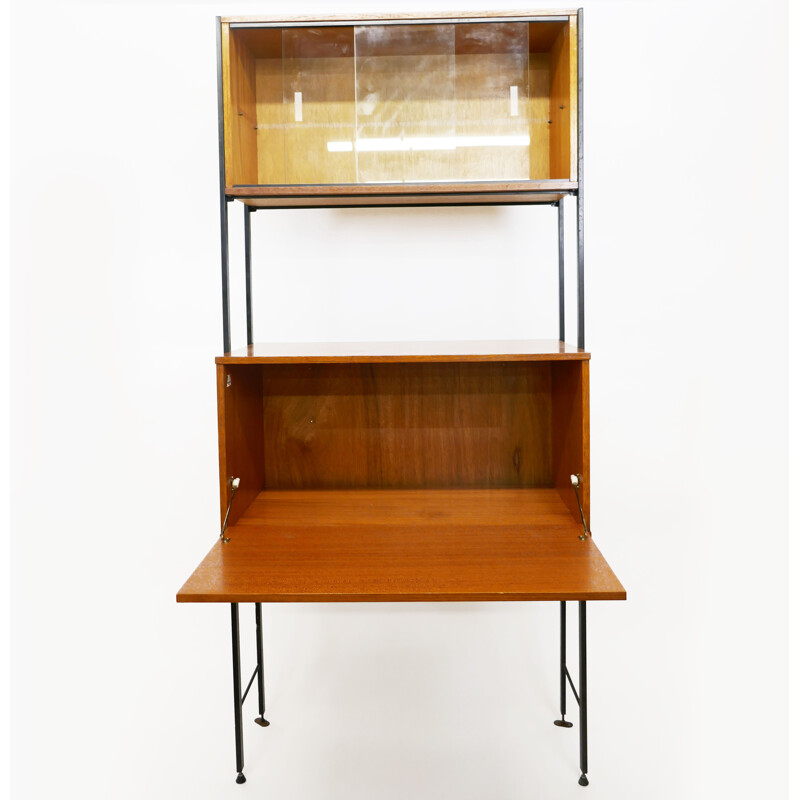 Mid-Century Teak Wall Shelving System Desk by Avalon 1960s