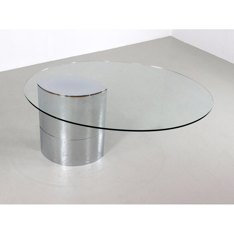 Table "Lunario" Gavina en métal et verre, Cini BOERI - 1970