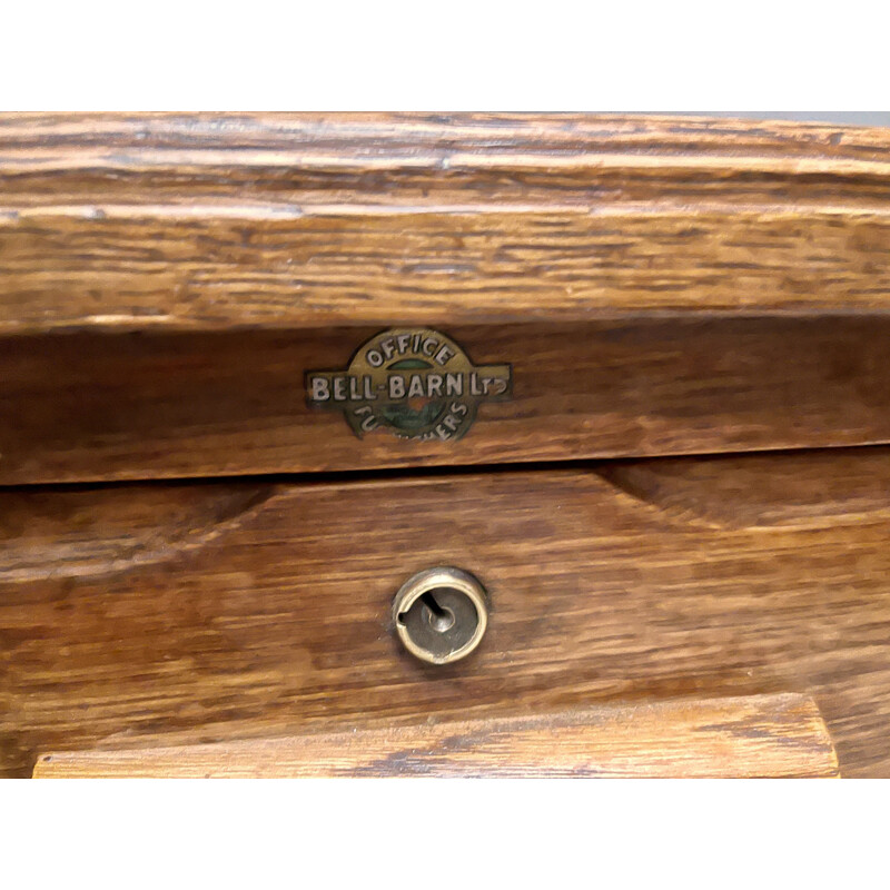 Large vintage Wooden Desk with Drawers Oak 1950s