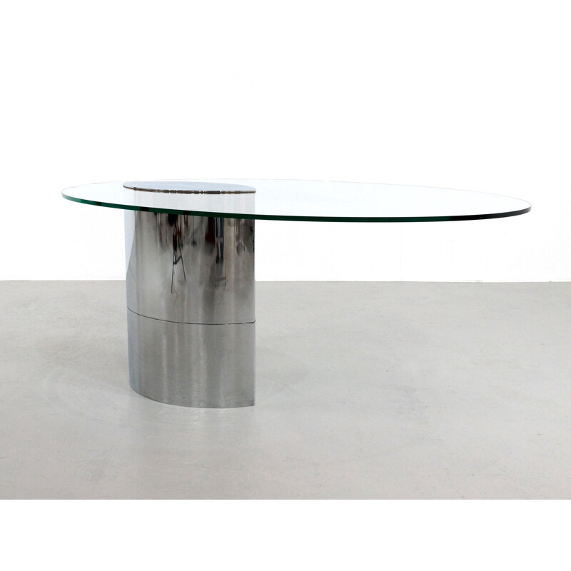 Table "Lunario" Gavina en métal et verre, Cini BOERI - 1970