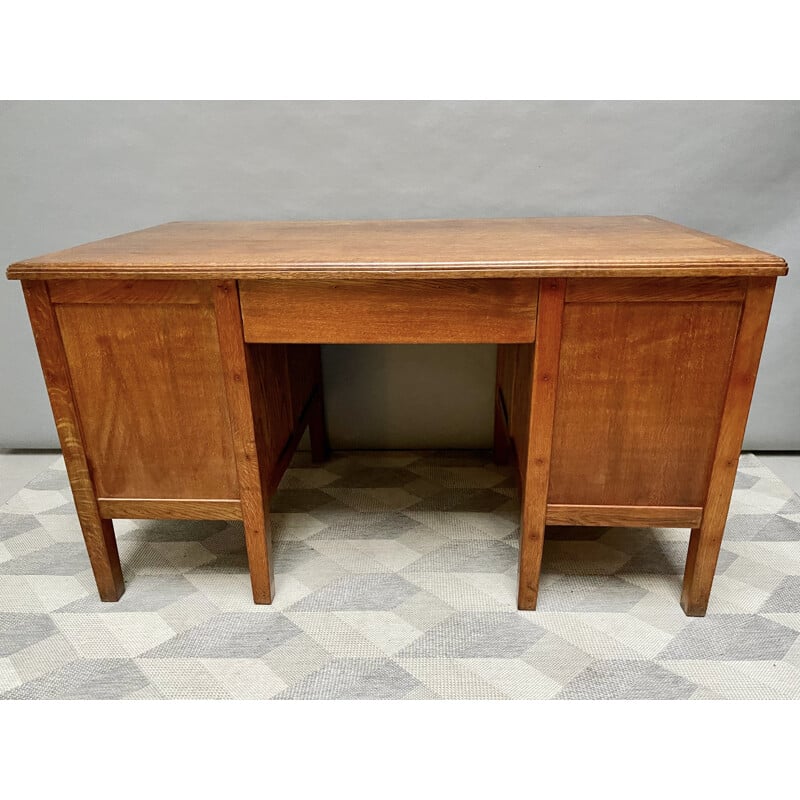 Large vintage Wooden Desk with Drawers Oak 1950s