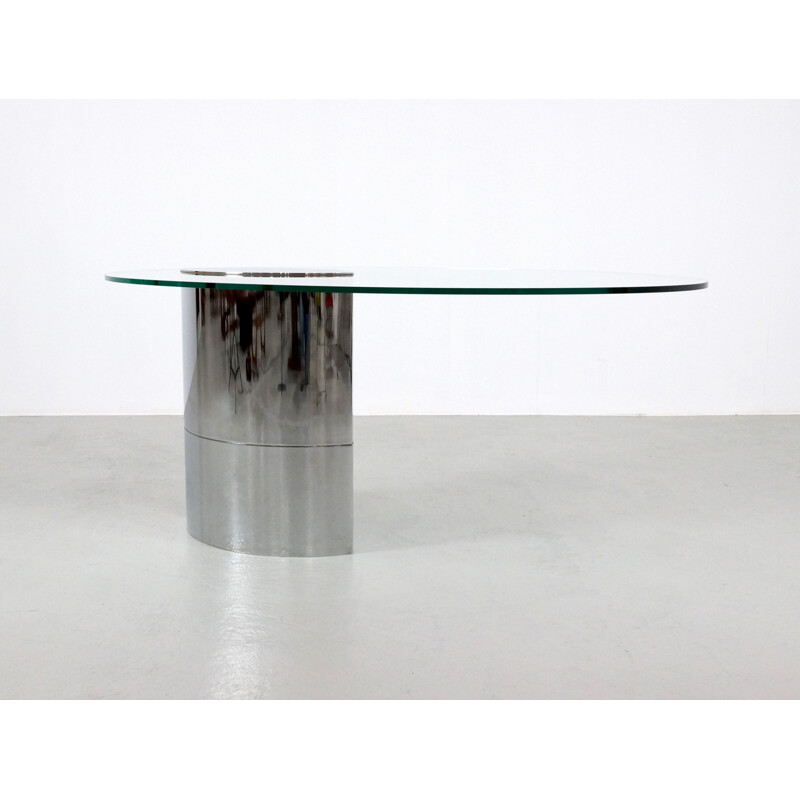 Table "Lunario" Gavina en métal et verre, Cini BOERI - 1970