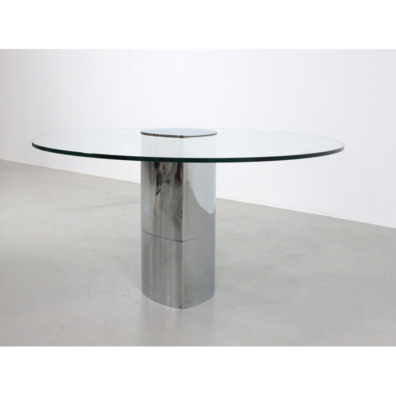 Table "Lunario" Gavina en métal et verre, Cini BOERI - 1970