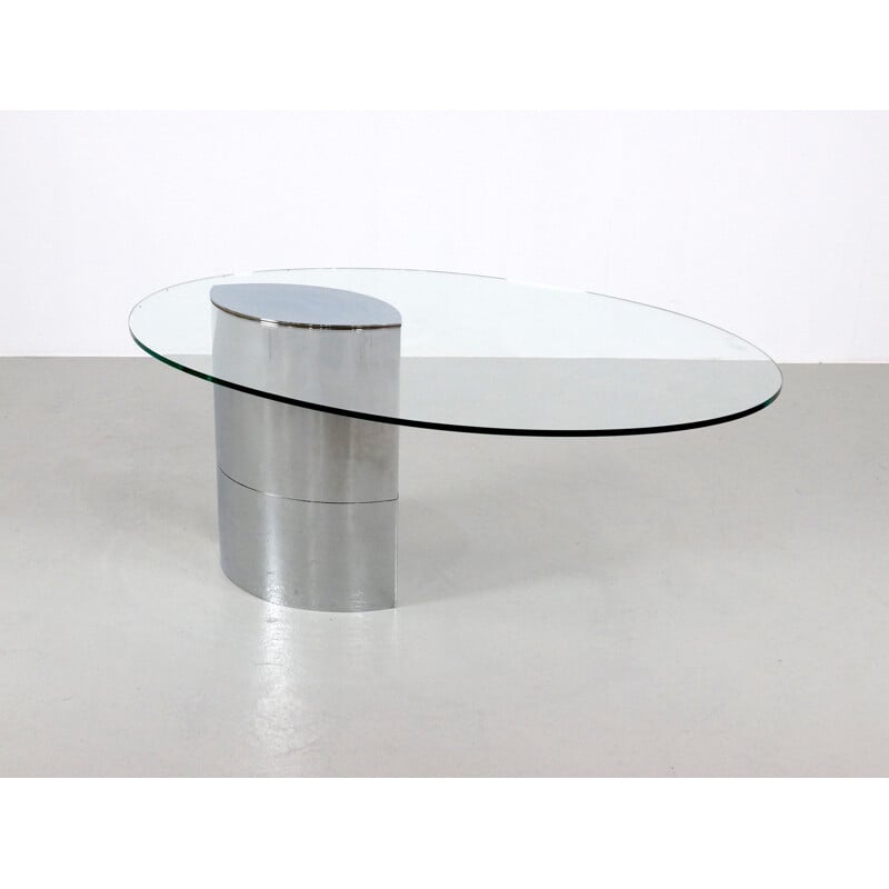 Table "Lunario" Gavina en métal et verre, Cini BOERI - 1970