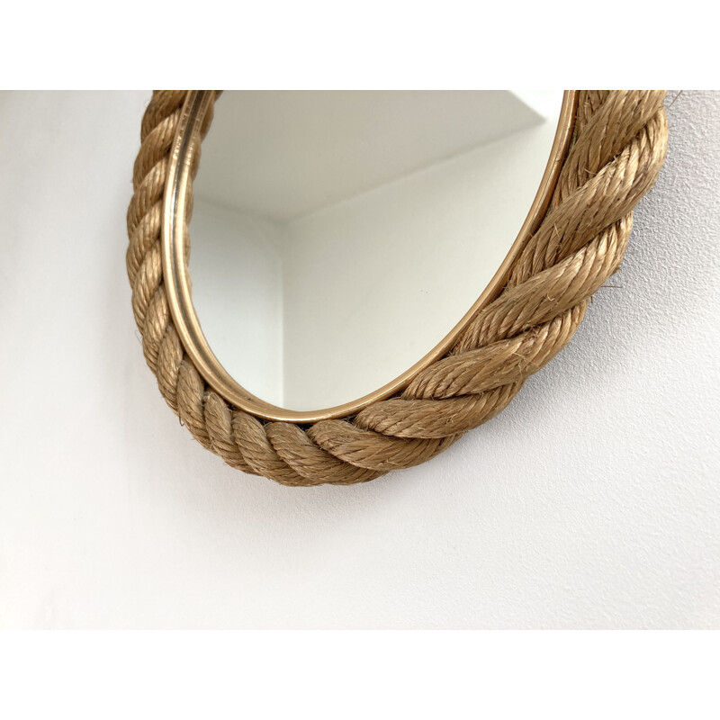 Vintage Rope mirror by Audoux & Minet. France 1950s