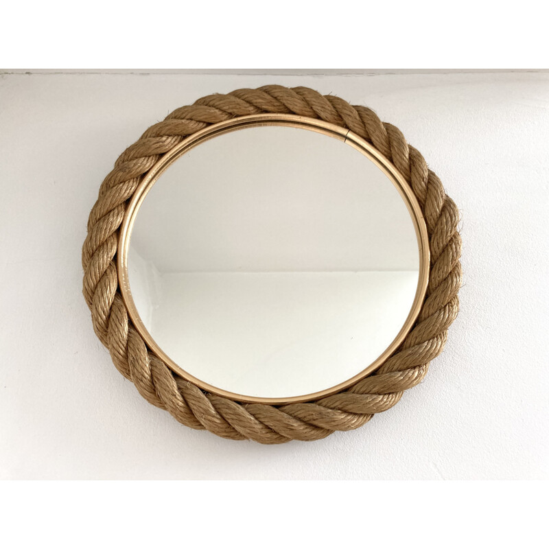 Vintage Rope mirror by Audoux & Minet. France 1950s