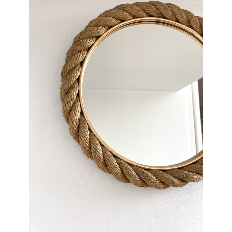 Vintage Rope mirror by Audoux & Minet. France 1950s