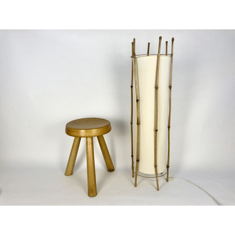 Pair of vintage Bamboo floor lamps, France 1950s