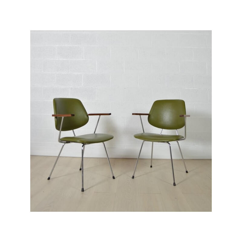 Mid-century Kembo chair in green leatherette, W H GISPEN - 1950s