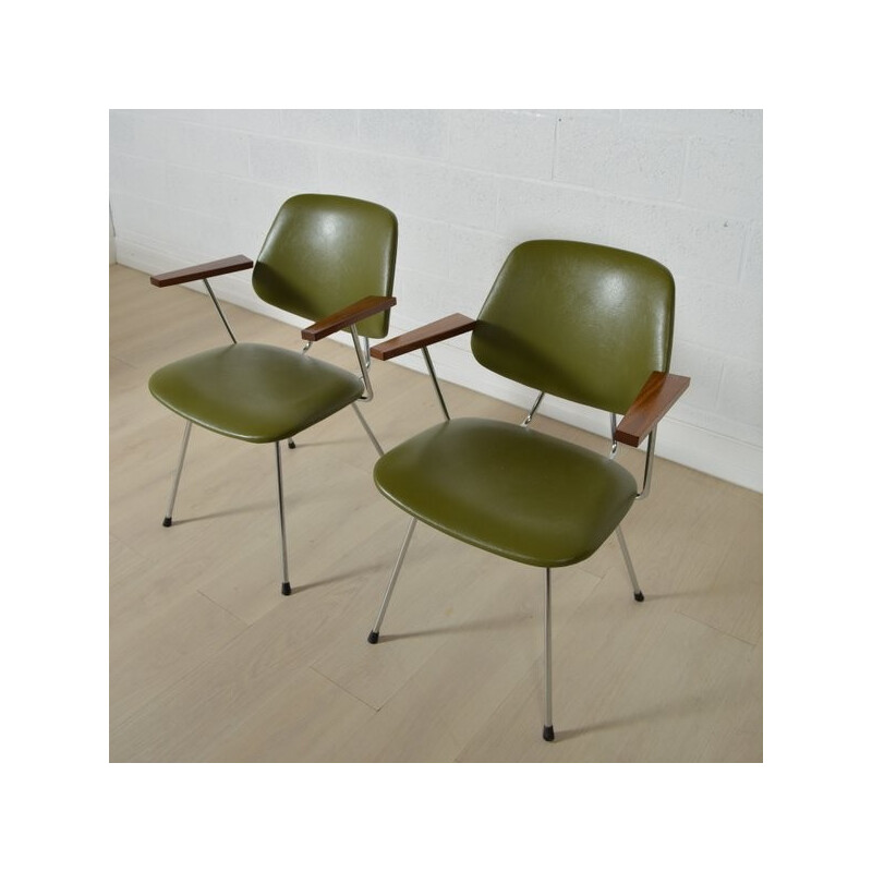 Mid-century Kembo chair in green leatherette, W H GISPEN - 1950s