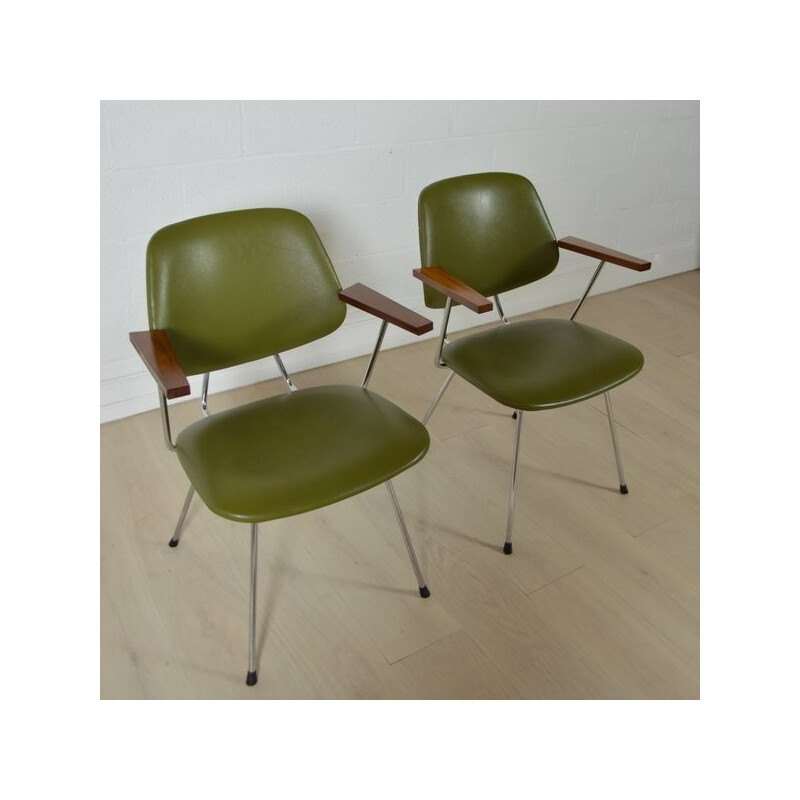 Mid-century Kembo chair in green leatherette, W H GISPEN - 1950s