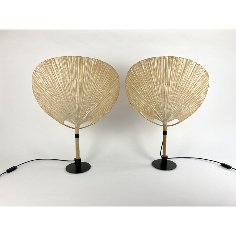 Vintage Uchiwa Table  Wall lights by Ingo Maurer for M-Design 1970s