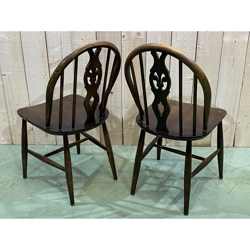 Paire de chaises vintage Ercol en hêtre 1970