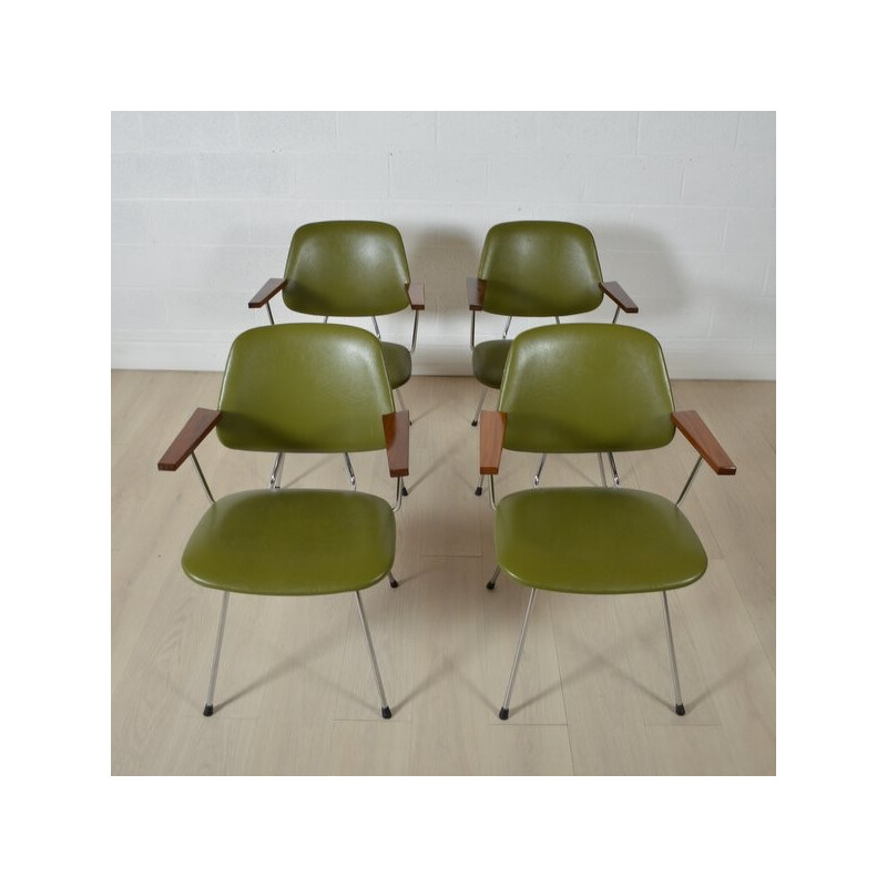 Mid-century Kembo chair in green leatherette, W H GISPEN - 1950s