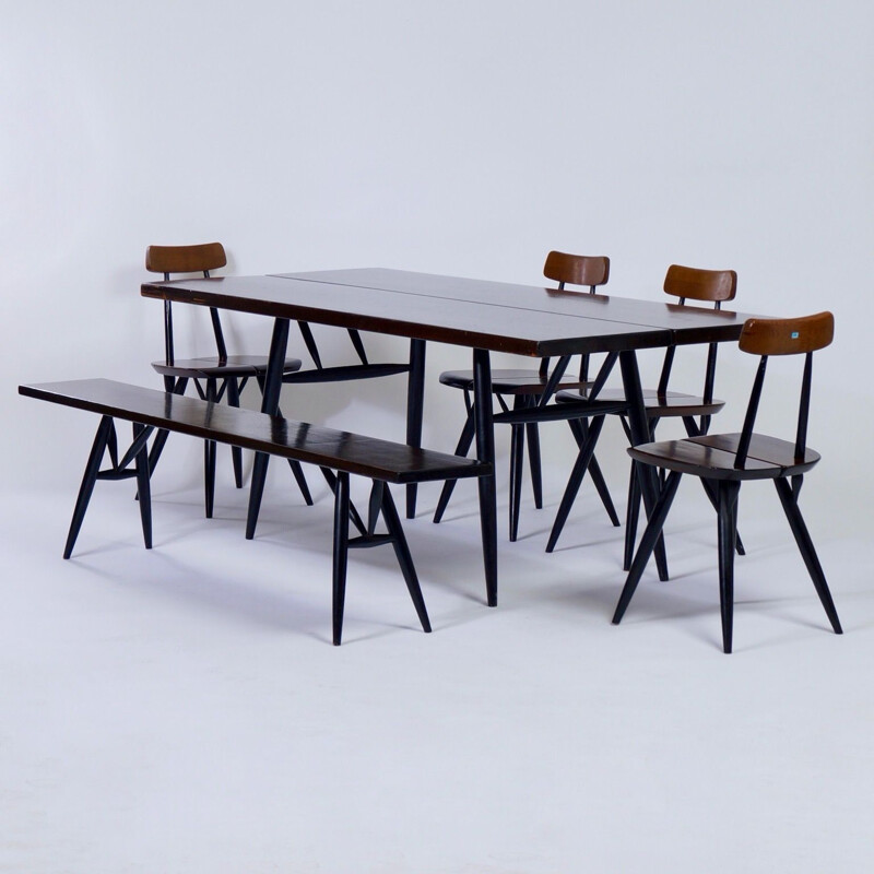 Vintage Pirkka Dining Set by Ilmari Tapiovaara for Laukaan Puu, Finland 1950s