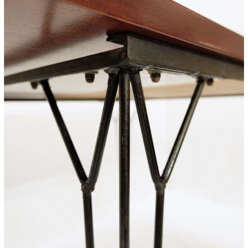 Vintage wallet table with black metal legs