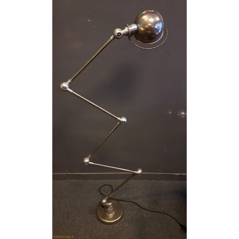 "Jieldé" industrial 5 arms lamp in brushed iron, Jean Louis DOMECQ - 1960s