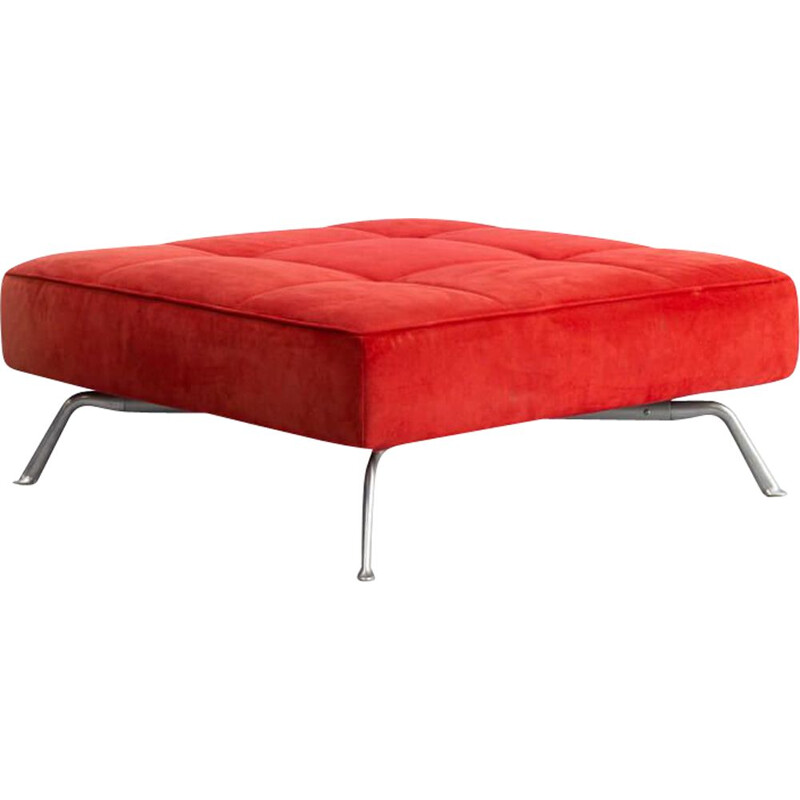 Vintage red "smala" ottoman by Pascal Mourge for Ligne Roset 1980s