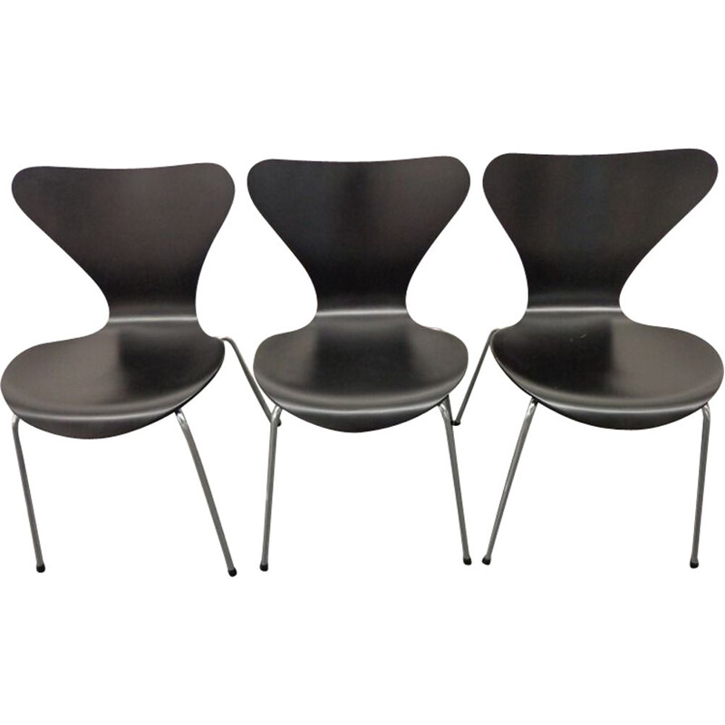 Set of 3 vintage Chair by Arne Jacobsen for Fritz Hansen 1970s