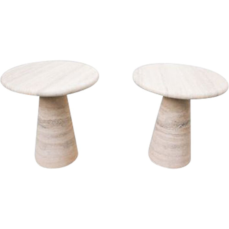 Pair of vintage travertine side tables 1970s