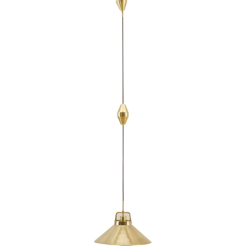 Vintage brass P-295 adjustable pendant lamp by Fritz Schlegel for Lyfa, Danish 1960s