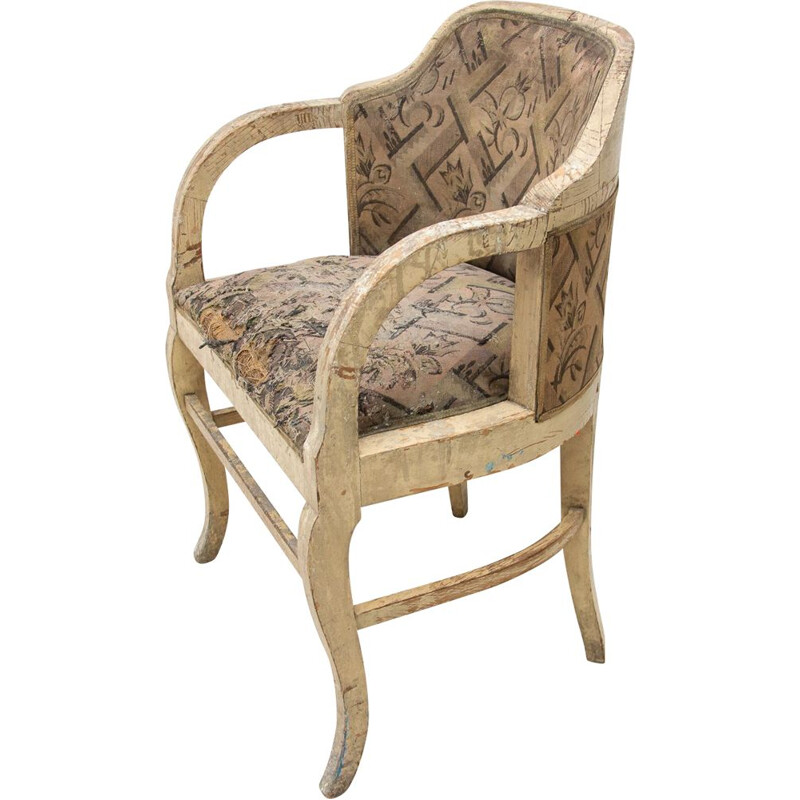 Vintage Art Nouveau oak office armchair, Europe 1910s