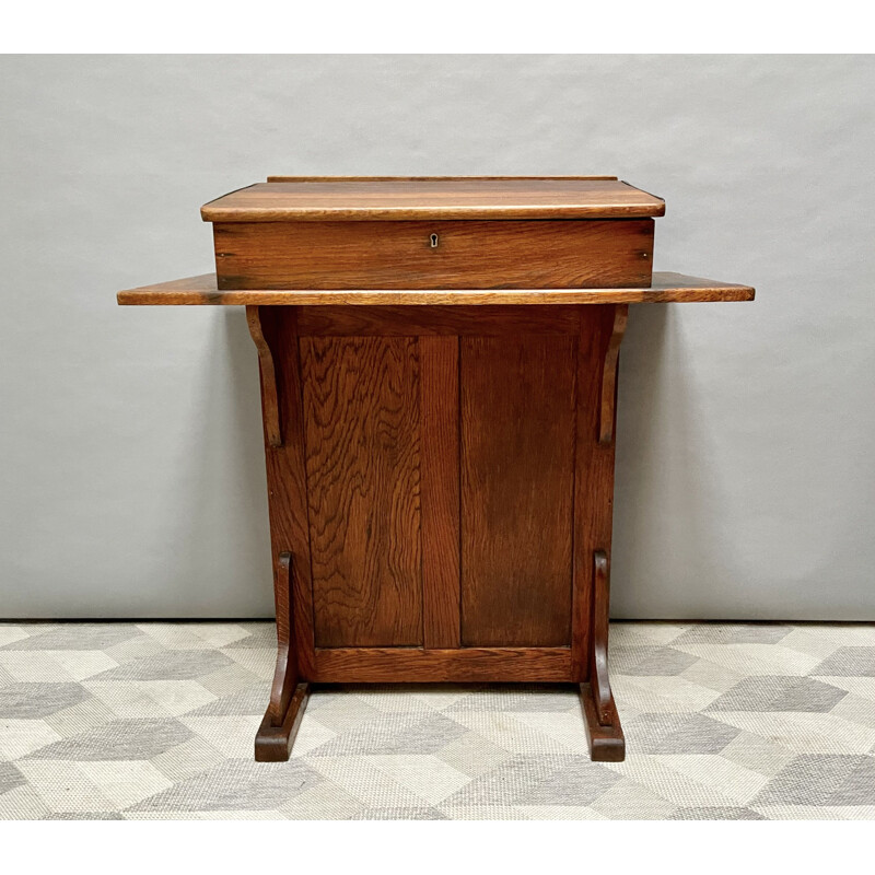 Vintage Clerks Desk with Lift up Lid and Cupboard