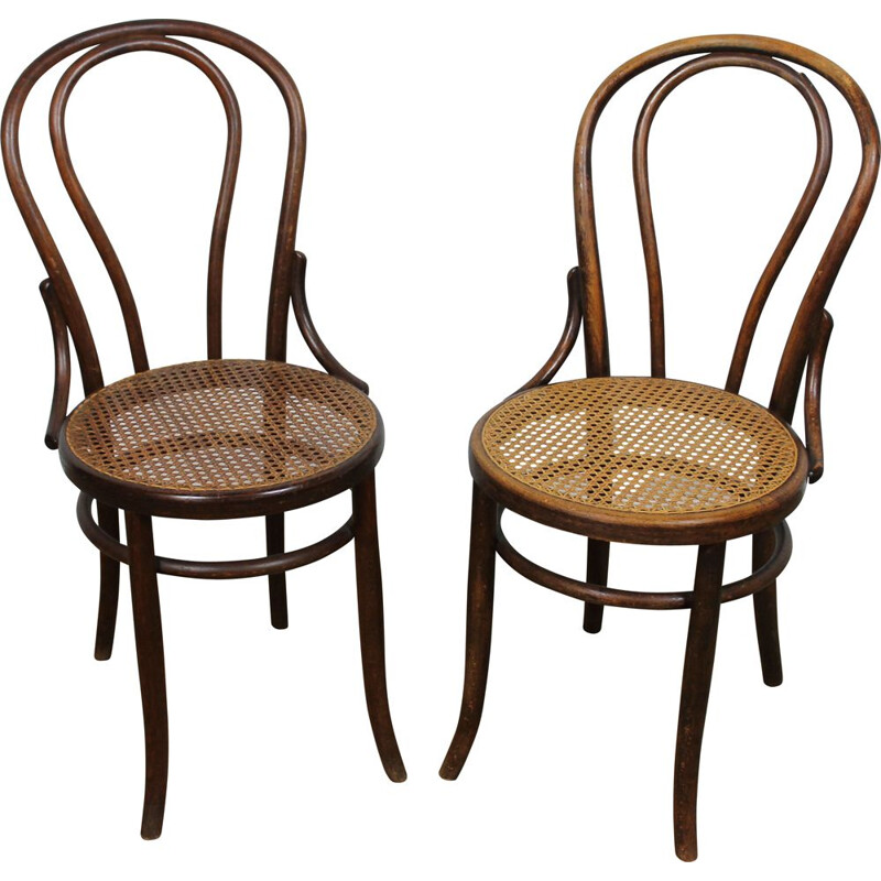 Paire de chaises vintage bistrot Fischel, Autriche 1920