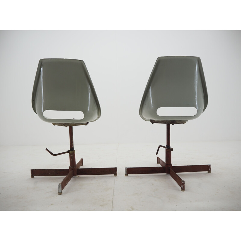 Set van 4 vintage industriële stoelen, 1960