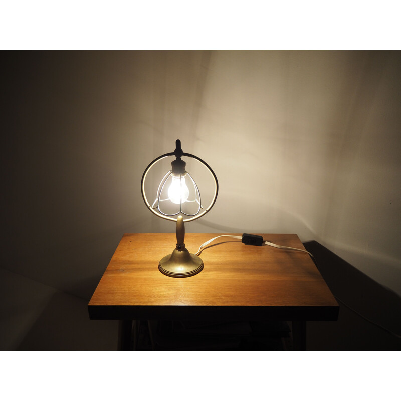 Lampe de table vintage Art déco en laiton, 1930