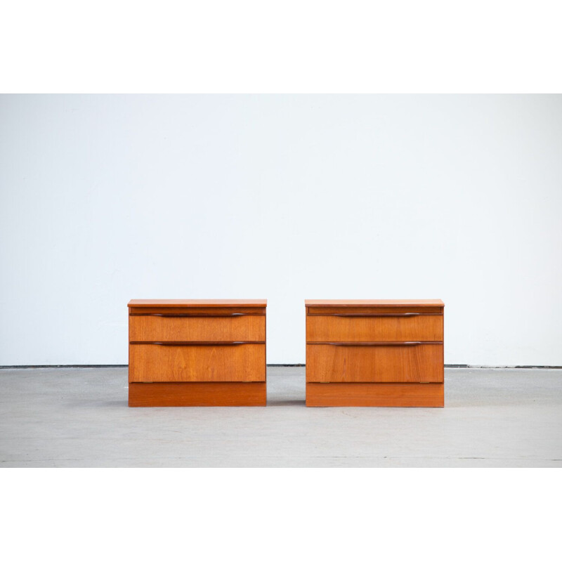 Pair of vintage teak chests of drawers, Scandinavian 1960s