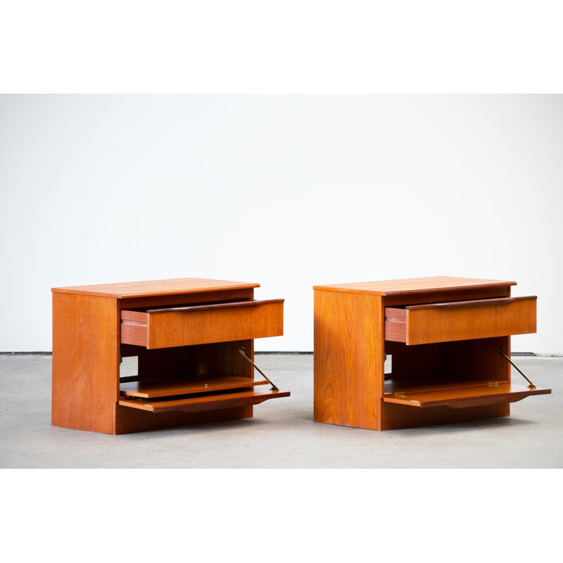 Pair of vintage teak chests of drawers, Scandinavian 1960s