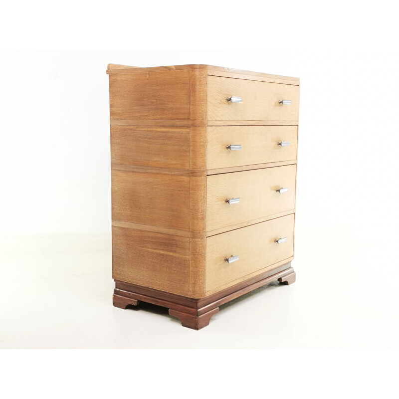 Vintage Art Deco Chest of Drawers in Limed Oak, British 1930s