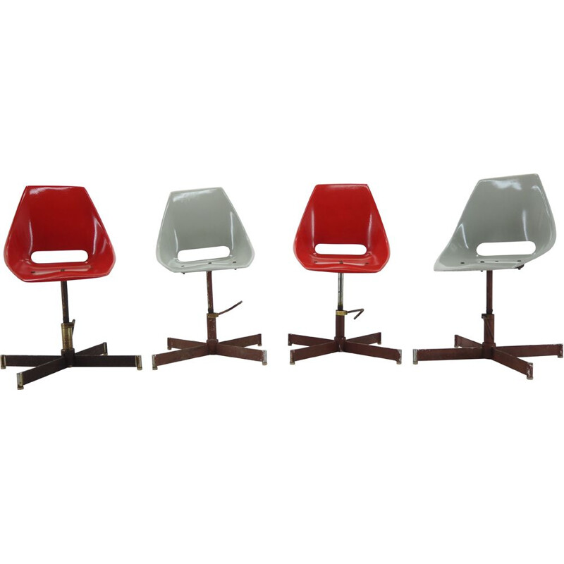 Ensemble de 4 chaises vintage industrielles, 1960