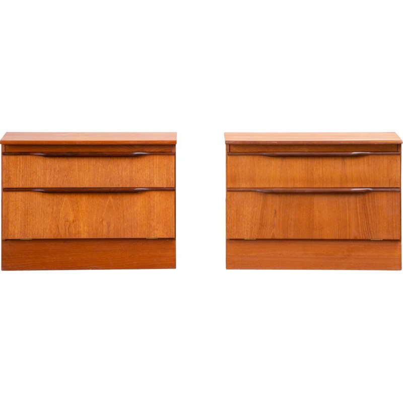 Pair of vintage teak chests of drawers, Scandinavian 1960s