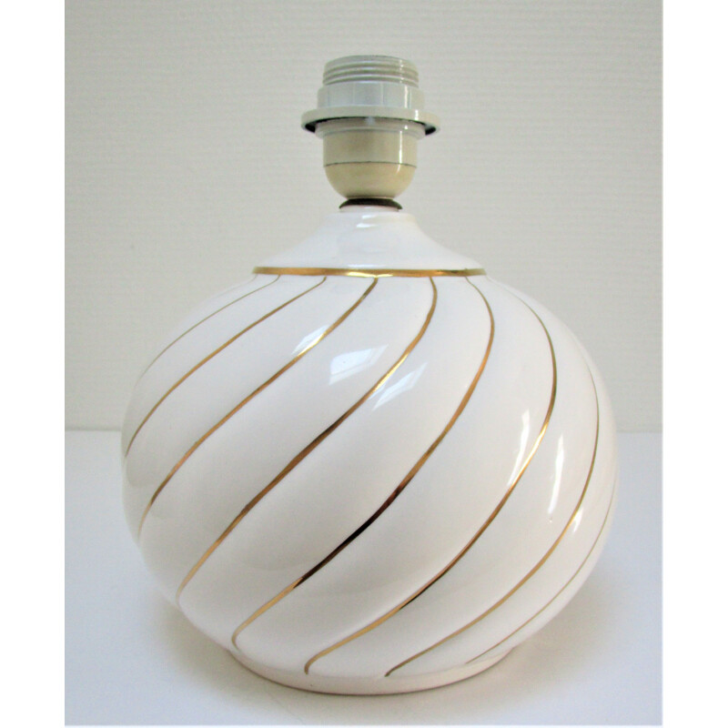 Vintage ceramic lamp white and gold enamelled 1970