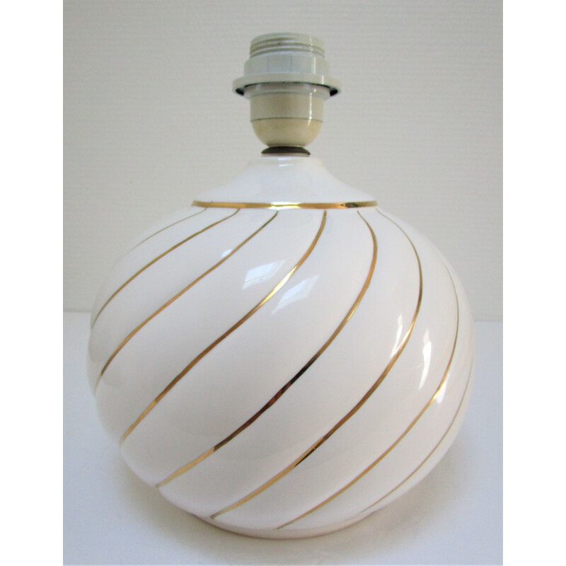 Vintage ceramic lamp white and gold enamelled 1970