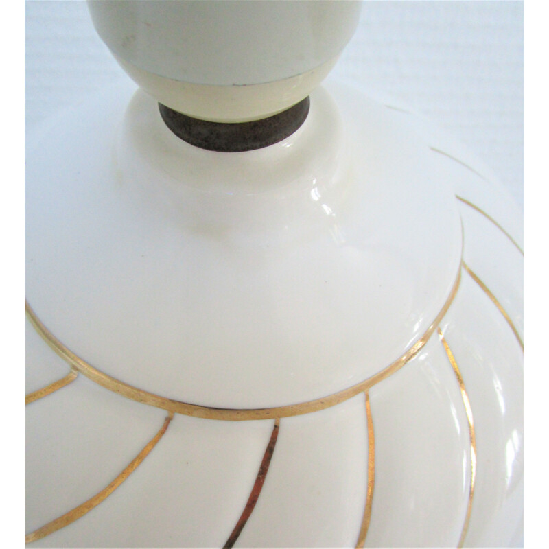 Vintage ceramic lamp white and gold enamelled 1970