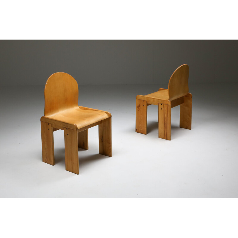 Set of 6 Vintage Plywood Dining Chairs by Afra & Tobia Scarpa Italy 1970s