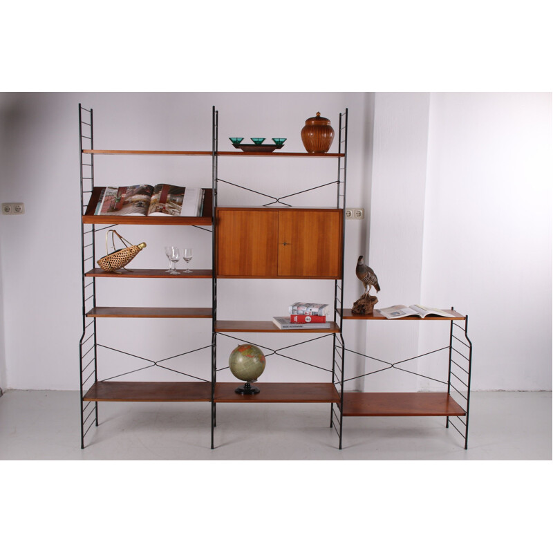 Vintage Shelving Unit Teak with bookshelf from WHB, 1960s