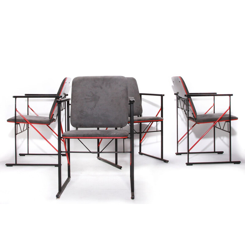 Set Of 4 Vintage Dining Arm Chairs Design by Yrjö Kukkapuro for Avarte, 1980s