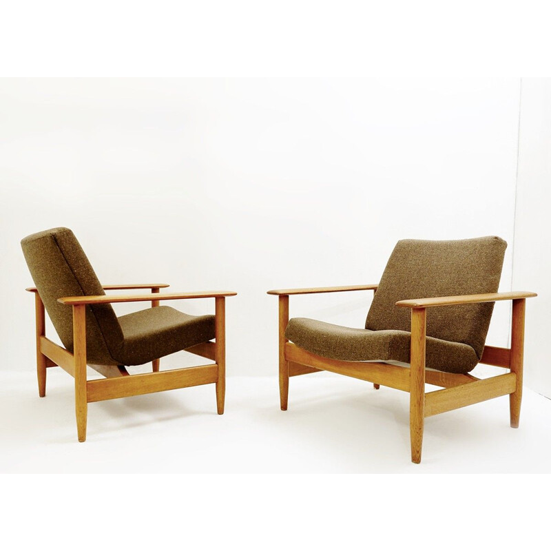 Pair of vintage teak armchairs, 1960