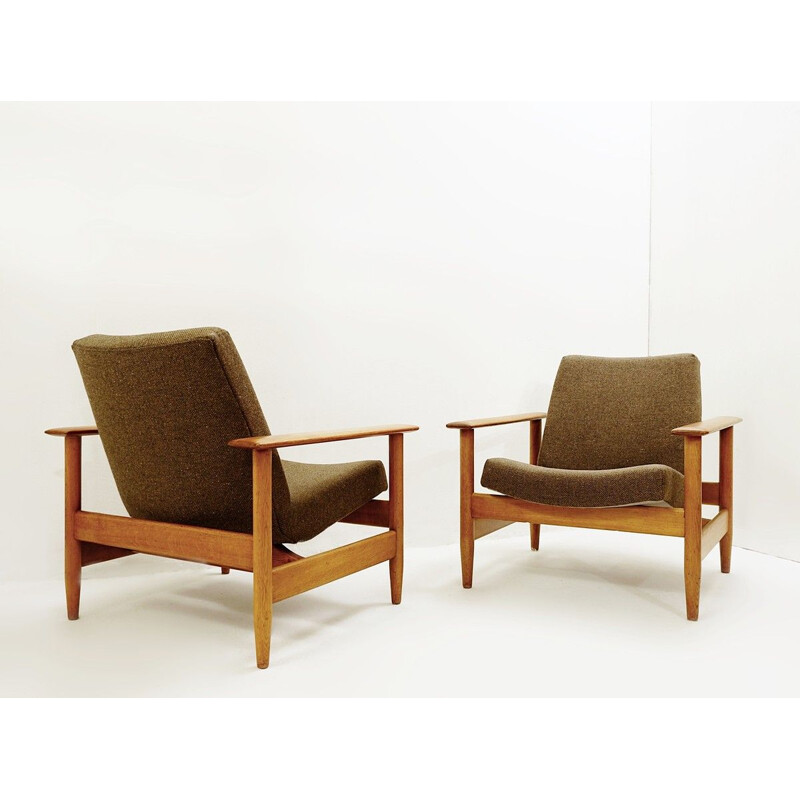 Pair of vintage teak armchairs, 1960