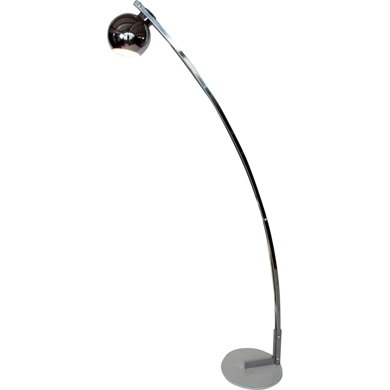 Lámpara de pie Arc Reggiani en metal cromado - 1960